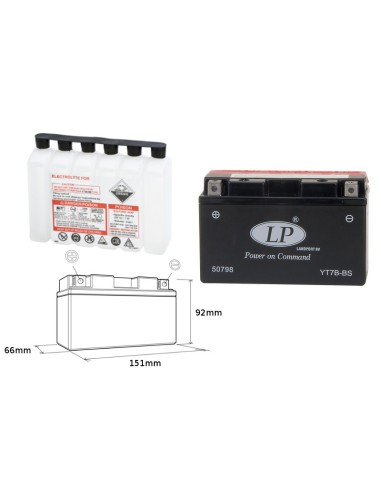 LANDPORT AKUMULATOR YT7B-BS (MA LT7B-BS) 12V 6,5AH 150X65X93 BEZOBSŁUGOWY - ELEKTROLIT OSOBNO (6) UE2019/1148