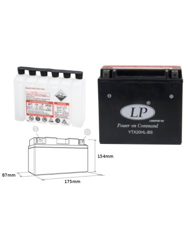 LANDPORT AKUMULATOR YTX20HL-BS (MA LTX20HL-BS) 12V 18AH 175X87X155 BEZOBSŁUGOWY - ELEKTROLIT OSOBNO (2) UE2019/1148