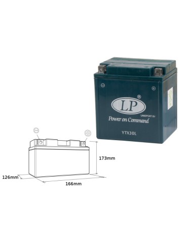 LANDPORT AKUMULATOR YTX30L (MS LTX30L) 12V 30AH 166X125X175 BEZOBSŁUGOWY - ZALANY (2)