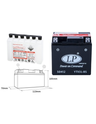 LANDPORT AKUMULATOR YTX5L-BS (MA LTX5L-BS) 12V 4AH 114X71X106 BEZOBSŁUGOWY - ELEKTROLIT OSOBNO (8) UE2019/1148