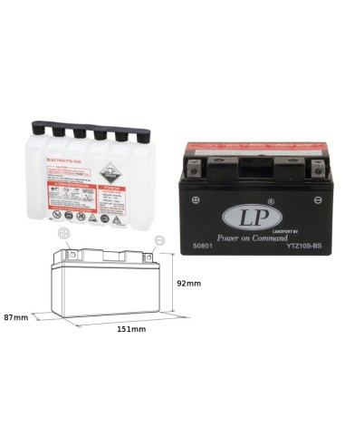 LANDPORT AKUMULATOR YTZ10S-BS (MA LTZ10S-BS) 12V 8,5AH 151X87X94 BEZOBSŁUGOWY - ELEKTROLIT OSOBNO (6) UE2019/1148