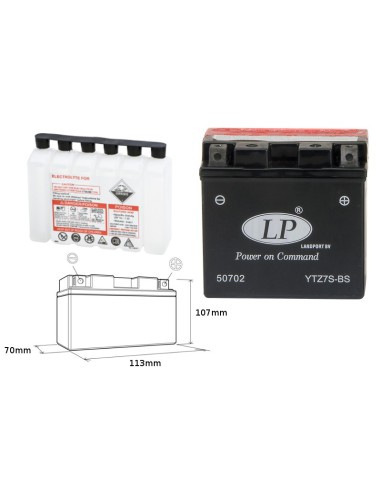 LANDPORT AKUMULATOR YTZ7S-BS (MA LTZ7S-BS) (MA LTZ7S-BS) 12V 6AH 113X70X105 (GTZ7S) BEZOBSŁUGOWY - ELEKTROLIT OSOBNO (6)