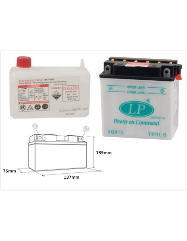 LANDPORT AKUMULATOR YB9L-B (MD LB9L-B) 12V 9AH 137X76X140 (12N9-3B) OBSŁUGOWY - ELEKTROLIT OSOBNO (4) UE2019/1148