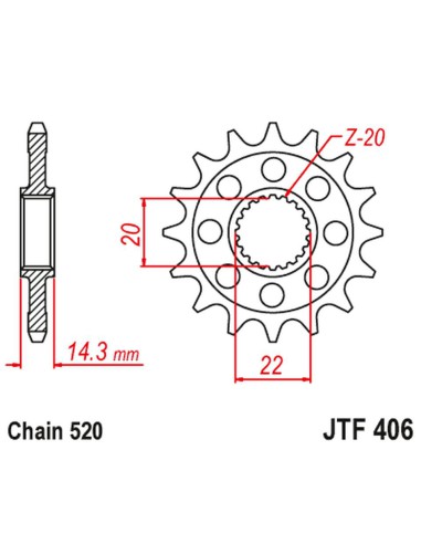 JT ZĘBATKA PRZEDNIA BMW G 310GS '16-"20, G310R '16-'20 (JTF406.15) (ŁAŃC. 520) (-1)