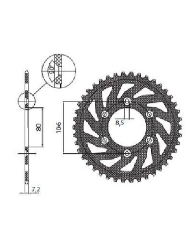 SUNSTAR ZĘBATKA TYLNA 3560 45 APRILIA SX 125 '08-'12, MX 125 '04-'07 (JTR22.45) (ŁAŃC. 520) (356045JT)