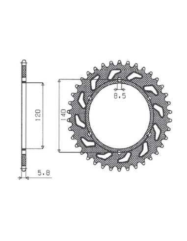 SUNSTAR ZĘBATKA TYLNA 260 40 (ŁAŃC. 520) (JTR260.44) (26044JT)