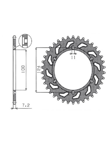 SUNSTAR ZĘBATKA TYLNA 4366 38 DUCATI MONSTER 1000 '03-'05 (JTR745.38) (ŁAŃC. 525) (436638JT)