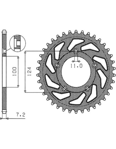 SUNSTAR ZĘBATKA TYLNA 4443 36 DUCATI 749 '03-'06 (JTR744.36) (ŁAŃC. 525) (444336JT)