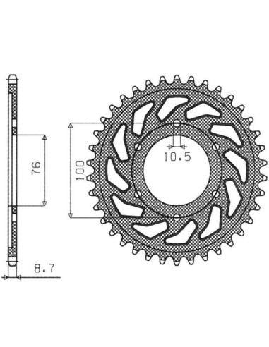 SUNSTAR ZĘBATKA TYLNA 825 52 / 816 48 SUZUKI GSXR1100, GSXR750 (92-95) (JTR816.52) (ŁAŃC. 530) (81652JT)