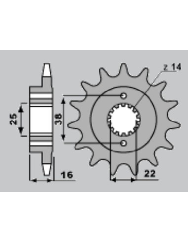 SUNSTAR ZĘBATKA PRZEDNIA 2075 14 DUCATI MONSTER 797 '17-18, SCRAMBLER 800 '17-18, SUPERSPORT 939 '17-18 (JTF736.14) (ŁAŃC. 520)