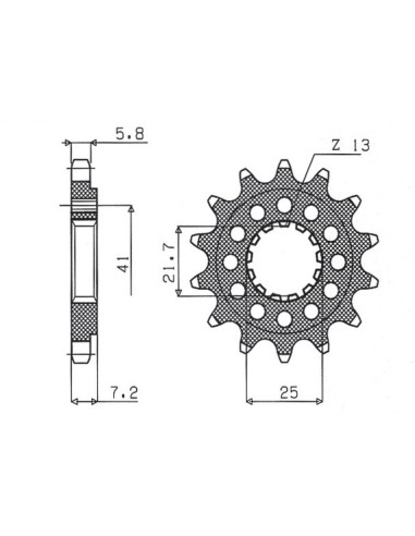 SUNSTAR ZĘBATKA PRZEDNIA KAWASAKI ZX-7R/RR '96-'03, ZX-10R '04-'15, SUZUKI GSXR 750 '00-'15, SV 1000S '03-'06 (KONWERSJA 520)