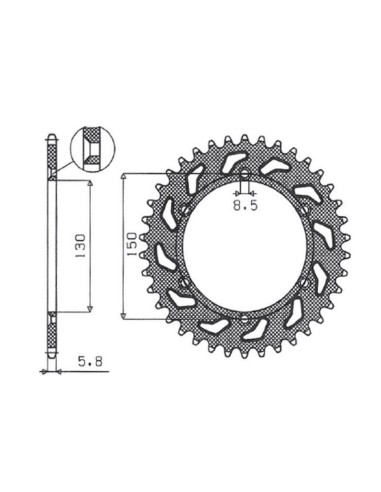 SUNSTAR ZĘBATKA TYLNA ALUMINIOWA (ERGAL) 270 48 YAMAHA YZ/YZF/WRF '99-'18 (JTR251.48) (ŁAŃC. 520) (27048JT) KOLOR CZARNY