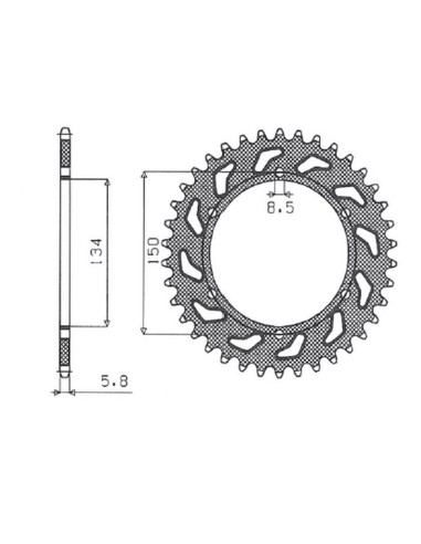 SUNSTAR ZĘBATKA TYLNA ALUMINIOWA (ERGAL) 489 50 KAWASAKI KX/KXF `84-18 (JTR460.50) (ŁAŃC. 520) (48950JT) KOLOR CZARNY