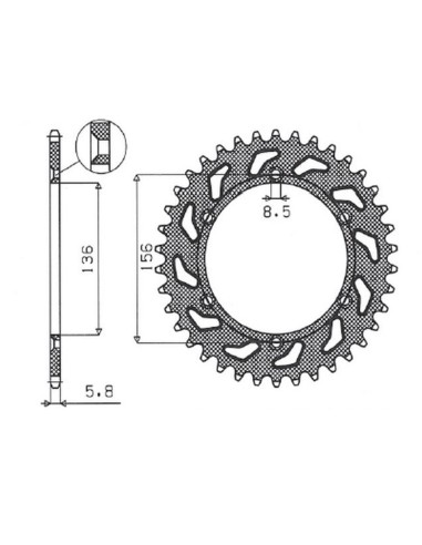 SUNSTAR ZĘBATKA TYLNA ALUMINIOWA (ERGAL) 702 50 HUSQVARNA SM 610 (08-09), SUZUKI DR350 (90-03), RGV 250 (91-96) (ŁAŃC. 520)