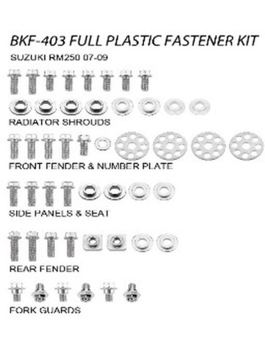 ACCEL KOMPLET ŚRUB DO PLASTIKÓW SUZUKI RMZ 250 '07-09 (BKF-403)