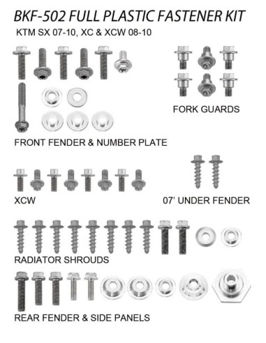 ACCEL KOMPLET ŚRUB DO PLASTIKÓW KTM SX 125/250 '07-10 (BKF-502)