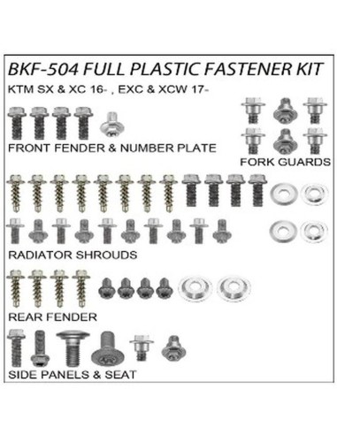 ACCEL KOMPLET ŚRUB DO PLASTIKÓW KTM SX '16-20, EXC '17-20 (BKF-504)