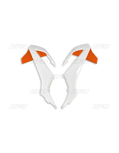 UFO OSŁONY CHŁODNICY KTM SX 65 '16-'22 KOLOR OEM '19-'20 (BIAŁY/POMARAŃCZOWY)