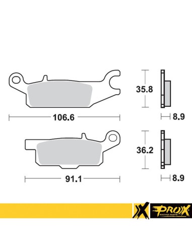 PROX KLOCKI HAMULCOWE KH445 YAMAHA YFM 550 GRIZZLY '11-14, YFM 700 GRIZZLY '07-18 TYŁ LEWY