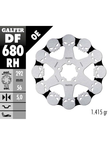 GALFER TARCZA HAMULCOWA PRZÓD HARLEY-DAVIDSON (292X56X5) PŁYWAJĄCA SKULL (WZÓR CZASZKI)