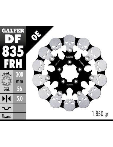 GALFER TARCZA HAMULCOWA PRZÓD HARLEY-DAVIDSON (300X56X5) PŁYWAJĄCA SKULL (WZÓR CZASZKI)