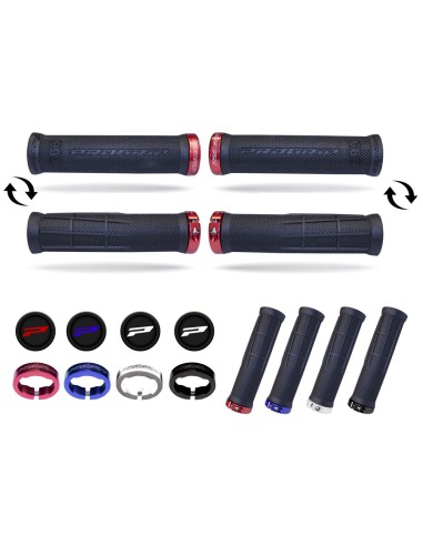 PROGRIP MANETKI PG995 ATV / JET SKI / MTB (22+22MM, DŁ. 120MM) KOLOR CZARNY Z CZERWONĄ BLOKADĄ LOCK-ON (995-357) (995-107)