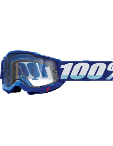 100 PROCENT GOGLE MODEL ACCURI 2 ENDURO MOTO BLUE - DUAL CLEAR LENS - KOLOR NIEBIESKI /BIAŁY SZYBKA PODWÓJNA PRZEŹROCZYSTA STARY