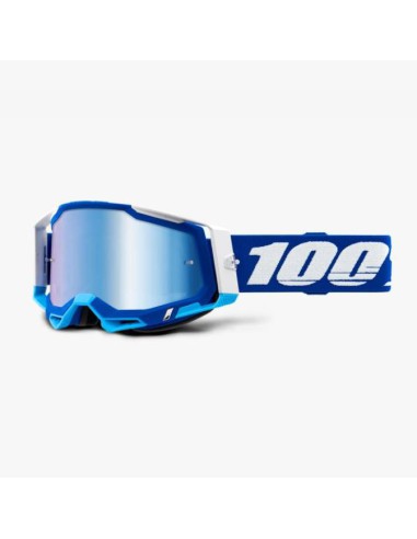 WYPRZEDAŻ 100 PROCENT GOGLE MODEL RACECRAFT 2 BLUE - MIRROR BLUE LENS - KOLOR NIEBIESKI/BIAŁY SZYBKA NIEBIESKIE LUSTRO STARY