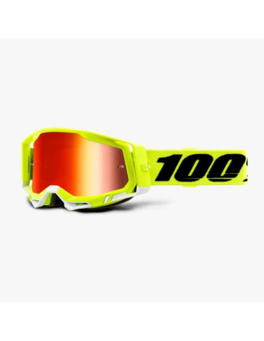 WYPRZEDAŻ 100 PROCENT GOGLE MODEL RACECRAFT 2 YELLOW - MIRROR RED LENS - KOLOR ŻÓŁTY FLUO/CZARNY SZYBKA CZERWONE LUSTRO STARY