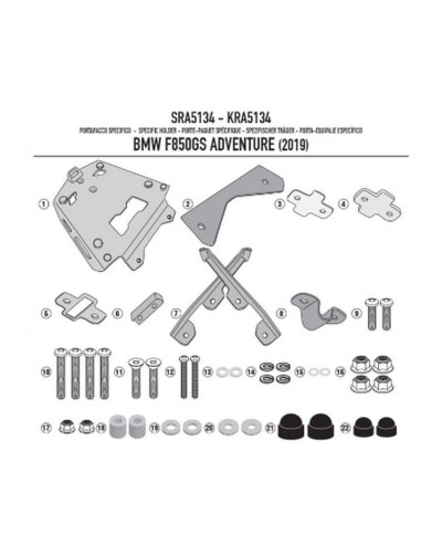 KAPPA STELAŻ KUFRA CENTRALNEGO BMW F 850GS Adventure (19) ALUMINIOWY MONOKEY