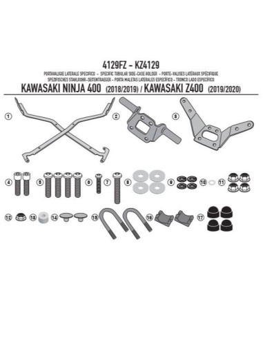 KAPPA STELAŻ KUFRA CENTRALNEGO KAWASAKI NINJA Z 400 (19-20) (BEZ PŁYTY)