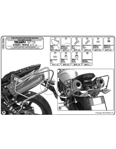 KAPPA STELAŻ POD TORBY (SAKWY) BOCZNE TRIUMPH Street Triple 675 (07-12) - RÓWNIEŻ POD KUFRY RA314 EASY LOCK