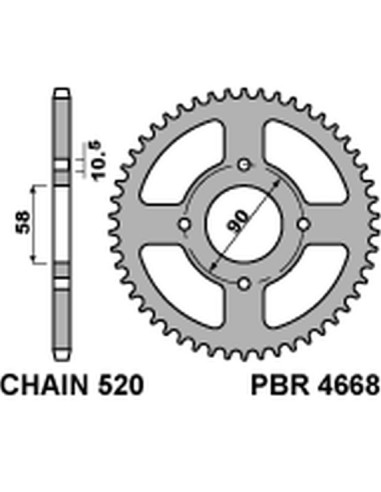 PBR ZĘBATKA TYLNA 4668 45 C45 KTM 125 DUKE 11-13 (JTR273.45) (ZAMIENNA Z 279 45) (ŁAŃC. 520) (OTWÓR 8,5MM)