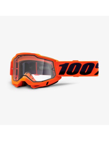 100 PROCENT GOGLE MODEL ACCURI 2 ENDURO MOTO ORANGE - DUAL CLEAR LENS - KOLOR POMARAŃCZOWY/CZARNY SZYBKA PODWÓJNA PRZEŹROCZYSTA