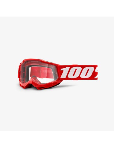 100 PROCENT ACCURI 2 YOUTH JUNIOR RED - CLEAR LENS - KOLOR CZERWONY/BIAŁY SZYBKA PRZEŹROCZYSTA STARY KOD: 50321-101-03