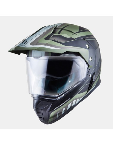 MT WYPRZEDAŻ KASK OFFROAD DUAL SYNCHRONY DUOSPORT (DUAL) TOURER Z SZYBKĄ I BLENDĄ KOLOR ZIELONY/CZARNY ROZMIAR XS