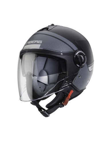 CABERG WYPRZEDAŻ KASK OTWARTY JET Z BLENDĄ MODEL RIVIERA V4 ELITE KOLOR CZARNY MAT/SZARY ROZMIAR XS