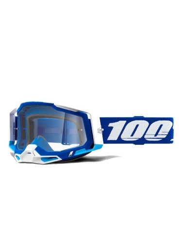 WYPRZEDAŻ 100 PROCENT GOGLE MODEL RACECRAFT 2 BLUE - CLEAR LENS - KOLOR NIEBIESKI/BIAŁY SZYBKA PRZEŹROCZYSTA STARY KOD: