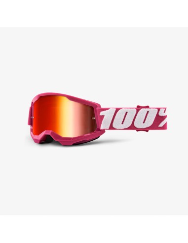 100 PROCENT GOGLE MODEL STRATA 2 YOUTH JUNIOR FLETCHER - MIRROR RED LENS - KOLOR RÓŻOWY/BIAŁY SZYBKA CZERWONE LUSTRO STARY KOD: