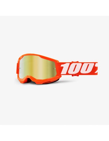 100 PROCENT GOGLE MODEL STRATA 2 YOUTH JUNIOR ORANGE - MIRROR GOLD LENS - KOLOR POMARAŃCZOWY/BIAŁY SZYBKA ZŁOTE LUSTRO STARY