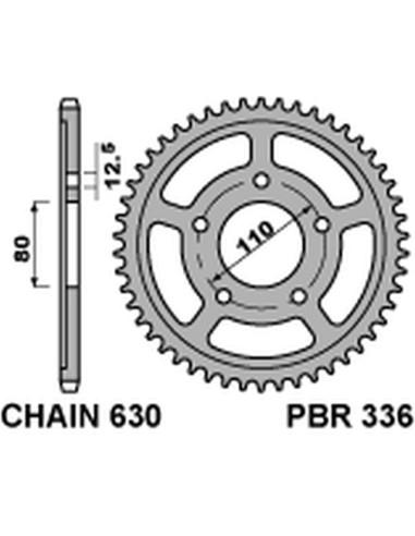 PBR ZĘBATKA TYLNA 336 35 C45 HONDA CBX 1000 (79-80) (SC03) (ŁAŃC. 630)