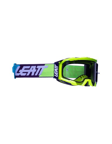 LEATT GOGLE VELOCITY 5.5 GOGGLE NEON YELLOW LIGHT GREY 58% - KOLOR ŻÓŁTY FLUO/CZARNY/NIEBIESKI SZYBKA DYMIONE LUSTRO SZARA