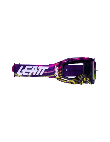 LEATT GOGLE VELOCITY 5.5 GOGGLE ZEBRA NEON LIGHT GREY 58% - KOLOR FIOLETOWY/ŻÓŁTY/CZARNY SZYBKA DYMIONE LUSTRO SZARA