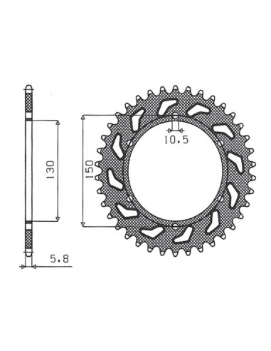 SUNSTAR ZĘBATKA TYLNA 236 42 HONDA NX 650 '88-'90, FMX 650 '05-'08, XR 600 88-90, YAMAHA XJ6 600 '09-'13 (JTR245/3.42) (ŁAŃC.