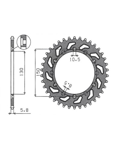 SUNSTAR ZĘBATKA TYLNA 236 40 / 245 40 HONDA NX 650 95-01, YAMAHA XJ 6 09-15, YAMAHA WR 250R '08-'10, APRILIA RX SIX DAYS 125 '90