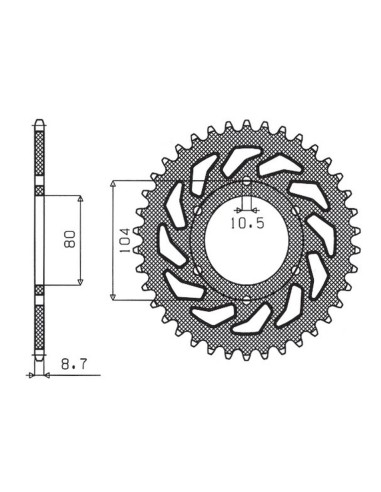 SUNSTAR ZĘBATKA TYLNA 501 33 KAWASAKI Z 750C '80-87, GPZ 1100 '81-85, GPZ 750 '83-89, GPZ 750 TURBO '82-87 (ŁAŃC. 630)