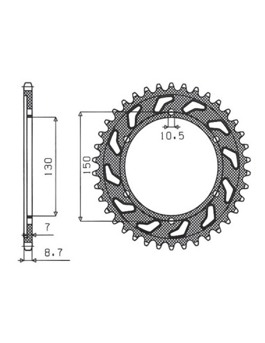 SUNSTAR ZĘBATKA TYLNA 863 47 YAMAHA FZR 1000 89-95, GTS 1000 (JTR866.47) (ŁAŃC. 532) (86347)