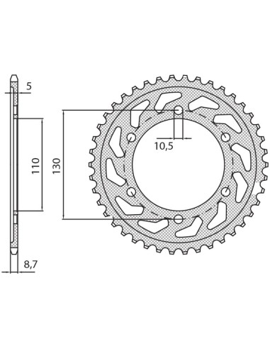 SUNSTAR ZĘBATKA TYLNA 4440 48 YAMAHA R6 03-05 (JTR1875.48) (ŁAŃC. 532) (444048)