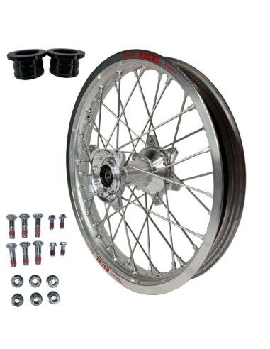 REX WHEELS PROMOCJA (EXCEL) KOMPLETNE KOŁO TYLNE 18 CALI 18-2,15 HONDA CRF 250 '14-'22, 450 '13-'22 , SREBRNA OBRĘCZ / SREBRNA