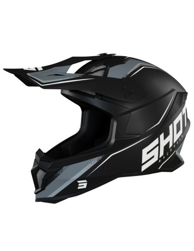 SHOT RACING WYPRZEDAŻ KASK MOTO LITE PRISM BLACK WHITE MATT KOLOR CZARNY/SZARY/BIAŁY ROZMIAR L